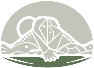 Tamalpais Trust reverse logo with the ocean water highlighted in green